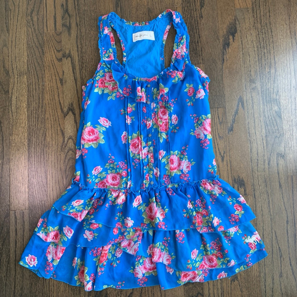 Abercrombie & Fitch Dresses & Skirts - Abercrombie & Fitch Blue Floral Ruffle Tiered Mini Dress Cottagecore Small